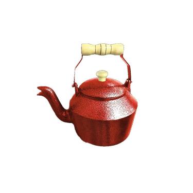 Imagem de Chaleira Hotel Alumínio Fundido Vermelho Pegador Madeira 2L