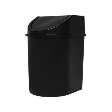 Imagem de Lixeira Com Tampa Basculante 12L Preta Eco Nature Para Canto