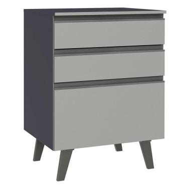 Imagem de Balcão 60 Cm 3 Gavetas Com Pés Cinza Nice Madesa Cinza