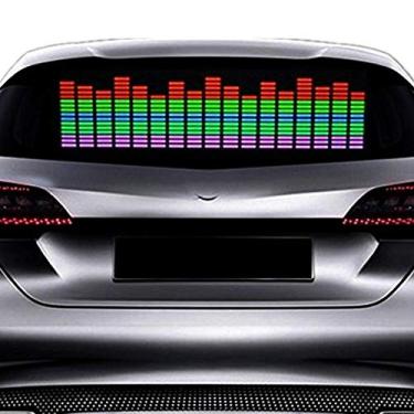 Imagem de Decoração universal multicolorida som música ritmo ativado sensor intermitente carro brilhante luz LED adesivos 45 x 11 cm