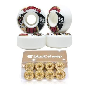 Imagem de Roda Moska Skate 53mm Branca + Rolamento Black Sheep Gringo