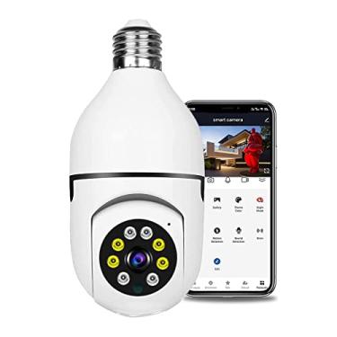 Imagem de lifcasual Câmera de monitor de lâmpada sem fio 1080 p câmera de segurança wifi 2mp suporta detecção de movimento inteligente de áudio de 2 vias e alarme aplicativo móvel monitoramento remoto para casa loja supermercado barra de internet, branco e