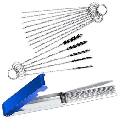 Imagem de Carburadores limpador de carbono para remoção de jato de sujeira, conjunto de 13 fios de limpeza FineGood + 10 agulhas de limpeza + 5 escovas de nylon kit de ferramentas para motocicleta ATV ciclomotor soldador carburador