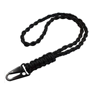 Imagem de Exoticdream — Cordão de corda de paraquedas de grau militar resistente com cordão de paraquedas para uso ao ar livre com gancho de metal HK para sobrevivência ao ar livre masculino (preto)