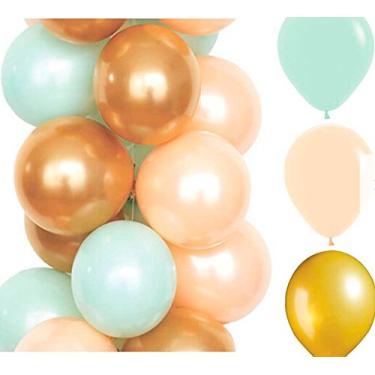 Imagem de Sogorge Balão de látex de ouro verde menta 30 unidades de 25,4 cm misturado chá de bebê decoração de festa de aniversário SG1687