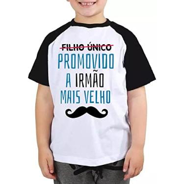 Imagem de Camiseta infantil filho único promovido a irmão mais velho Cor:Preto e Branco;Tamanho:12