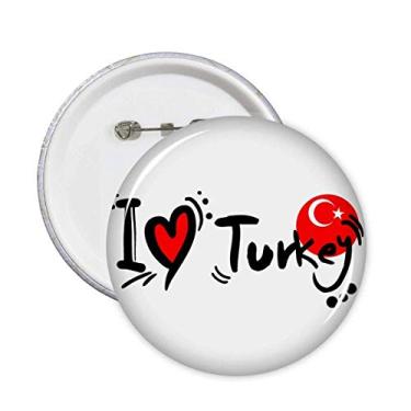 Imagem de Broche de coração I Love Turkey World Flag Heart Pins Emblem de decoração 5 peças