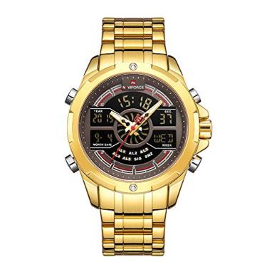 Imagem de Relógio de pulso masculino, relógio digital analógico à prova d'água com retroiluminação LED multifuncional relógio militar, relógios de negócios de aço inoxidável para homens, G/CE, M
