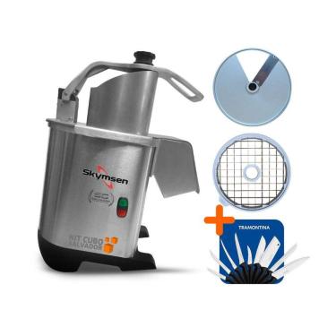 Imagem de Processador de Alimentos Corte Fatias 14mm e Cubos 20mm PA7 PRO Bivolt Skymsen e Jogo de Facas 9 Peças