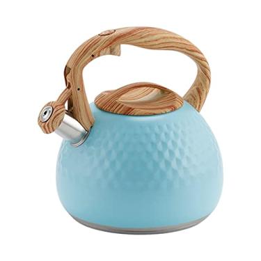 Imagem de gazechimp Chaleira de chá para fogões de indução, bule com cabo anti-calor, chaleira de água utensílios de chaleira de aço inoxidável alto Chaleira de chá apito para água fervente, café ou leite