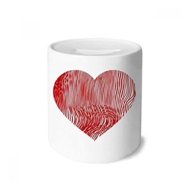 Imagem de DIYthinker Caixa de moedas de cerâmica com estampa de dedo Dia dos Namorados para presente de cofrinho