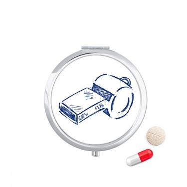 Imagem de Apito de futebol de desenho animado, estojo de comprimidos de futebol azul, caixa de armazenamento de medicamentos dispensador de recipiente