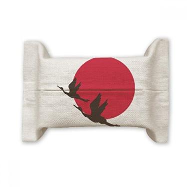 Imagem de Bolsa de linho de algodão para lenços faciais com gansos voadores vermelhos japoneses