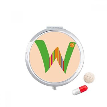 Imagem de W Alfabeto Porta-comprimidos com estampa de frutas laranjas e porta-comprimidos, recipiente para armazenamento de remédios