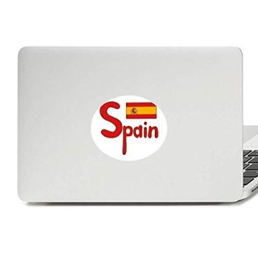 Imagem de Adesivo de notebook com a bandeira nacional da Espanha com estampa vermelha e emblema para laptop