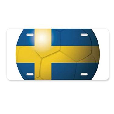 Imagem de DIYthinker Placa de licença de futebol americano bandeira nacional da Suécia decoração de aço inoxidável automóvel