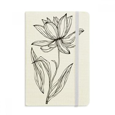 Imagem de Black Line Caderno de flores de flor de lótus oficial de tecido capa dura para diário clássico