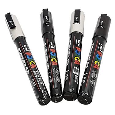 Imagem de 4 Marcadores Posca Uni-ball PC-3M PC-5M - 2 Brancos 2 Pretos