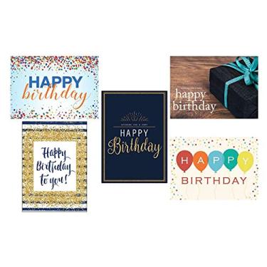 Imagem de Cartão de felicitações de aniversário sortido - VP1702. Cartões de felicitações de negócios com cinco cartões de aniversário diferentes. O conjunto de caixa tem 25 cartões comemorativos e 26 envelopes brancos brilhantes.