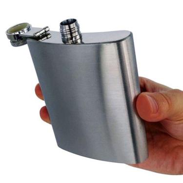 Imagem de Cantil de Bolso Porta Bebida Aço Inox 240 ml