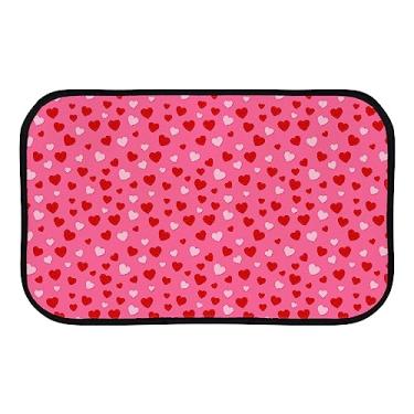 Imagem de DreamBay Tapetes de porta para entrada, corações vermelhos rosa tapete anti-fadiga tapete de pé interior ao ar livre capacho antiderrapante cozinha lavanderia tapete 36 x 24 polegadas