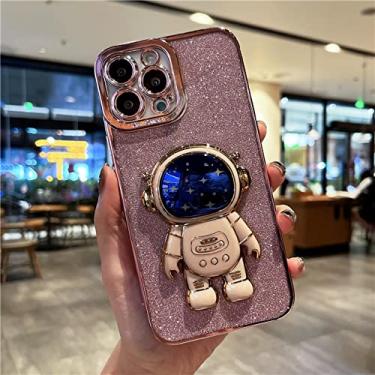 Imagem de Para iPhone 14 Pro Max Luxury Square Plating Flash Glitter Star Astronaut Holder Phone Case For 11 12 13 Mini Xr Xs 7 8 Plus Cover, rose gold pink, For iPhone 8 Plus