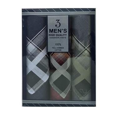 Imagem de Lenço Bolso Terno Social Masculino Tecido Algodão Kit 3 Unidades
