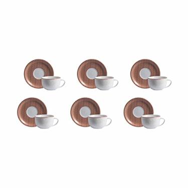 Imagem de Estojo com 6 Xícaras de Café com Pires em Porcelana, Modelo Redondo Oca, Decoração Jericoacoara, Multicor, Porcelana Schmidt