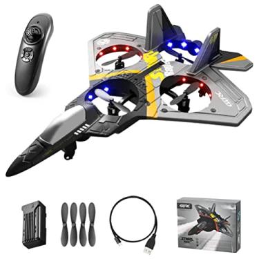 Imagem de MIXCUT Drone de controle remoto para crianças e iniciantes, fácil de voar e pairar, quadricóptero RC Fighter Jet com rotação de 360°, indicação de luz LED, 2 hélices de lâmina, melhor presente para crianças, prata