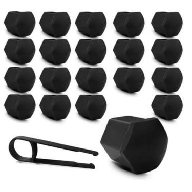 Imagem de Kit Capa de Parafuso Sextavado Chave 19 Fiat 20 peças Preta