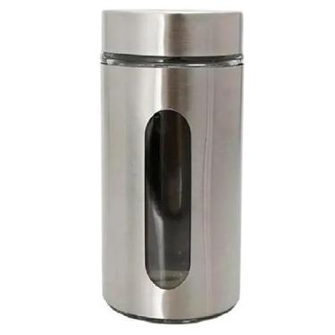 Imagem de Mimo Style, Pote Inox com Visor de Vidro Vítreo 1,4L Tampa Hermética Elegante e Resistente