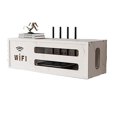 Imagem de Caixa de gerenciamento de cabos roteador rack de colocação caixa de armazenamento de parede sem perfuração TV Set-top Box prateleira prateleira suspensa suporte WiFi caixa de armazenamento de fio (cor: 1)