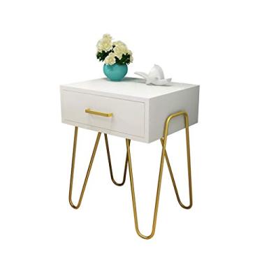 Imagem de Mesa lateral moderna retangular branca mesa de centro pequeno apartamento familiar quarto moda mesa de cabeceira mesa de centro para sala de estar