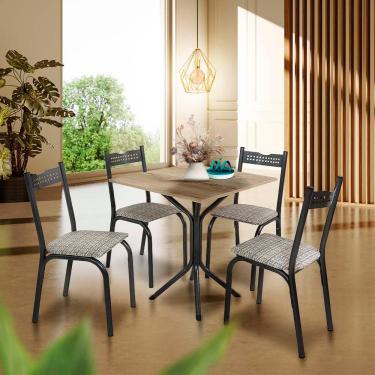 Imagem de Mesa De Jantar Pequena Com 4 Cadeiras Preto Carvalho Manteiga Adel Shop JM