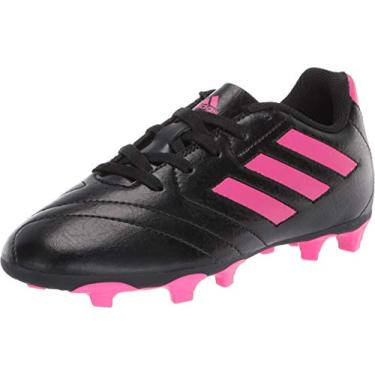 Imagem de adidas Chuteira infantil unissex Goletto VII Firm Ground - Chuteira de futebol infantil, Preto/rosa, 4 Big Kid