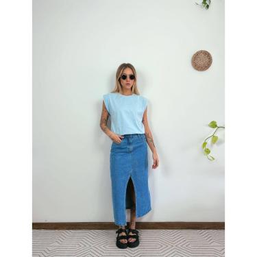 Imagem de Camiseta Aveloz Feminina Muscle Tee com elástico Azul Claro