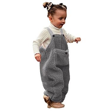 Imagem de Macaquinho infantil para bebês de 12 a 18 meses, calça quente para meninos e meninas, 5, Cinza, 3-4T