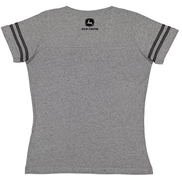 Imagem de John Deere Camiseta feminina de manga curta de futebol carvão fazenda