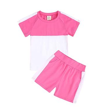 Imagem de Metaxas Conjunto de faixa de cabeça unissex para bebê, camiseta de verão, 2 peças, 2 peças, roupa de dormir, Rosa choque, 11-12 Anos