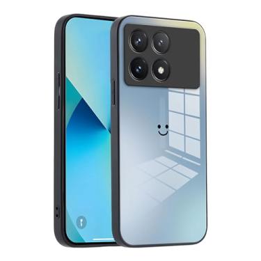 Imagem de XINYEXIN Capa de telefone de vidro gradiente para Xiaomi Poco X6 Pro 5G - proteção fina, amortecedor de silicone macio, à prova de choque e resistente a arranhões - azul
