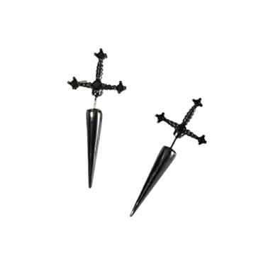 Imagem de Brincos góticos unissex para mulheres, brincos de espada gótica de aço cirúrgico, brincos punk, joias de ilusão de calibre falso para mulheres, homens, meninas, 1, Metal, Sem Pedra Preciosa