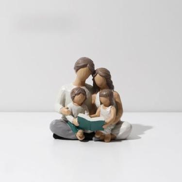 Imagem de BITTONE Família de 3 esculturas, estátuas de pais e filhos, estatueta de família de 3, estatuetas de alegria para a família, presente de casamento (C)