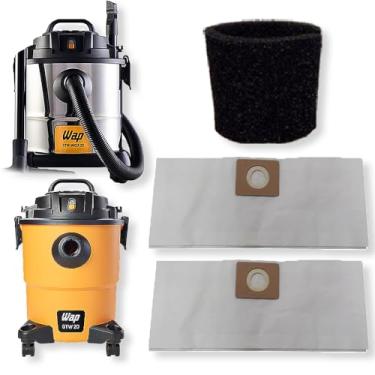 Imagem de 6 Saco Coletor Refil de Papel Descartável Para Aspirador Wap Gtw Inox 20 GTW 20 + Filtro Permanente Motor Espuma Preta