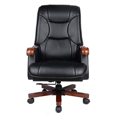 Imagem de Cadeira executiva ergonômica de couro costurado em losango, com apoios de braços e suporte lombar para motivo