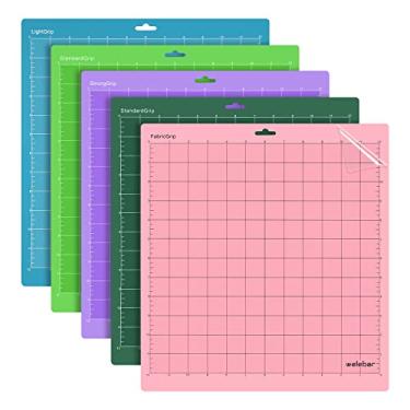 Imagem de Welebar Tapetes de corte para Cricut Maker/Maker3/Explore 3/Air 2/Air, pacote com 5 (30,5 x 30,5 cm, StandardGrip/StrongGrip/FabricGrip) de substituição para tapetes de corte para Cricut