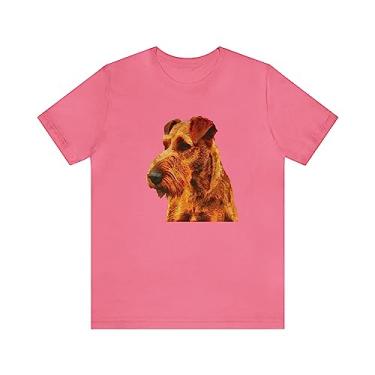 Imagem de Camiseta de manga curta unissex Irish Terrier 'Jocko', Charity Pink, XXG
