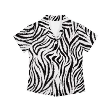 Imagem de Pugasmiru Camisetas havaianas de manga curta e estampa de desenho animado para meninos Little & Big Girl para crianças, Pele de zebra, 15-16 Years