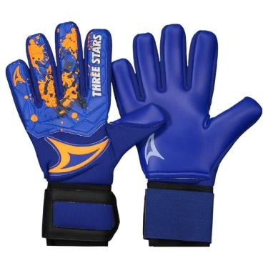 Imagem de Luva Goleiro Campo Three Stars Kick Azul e Laranja-Unissex