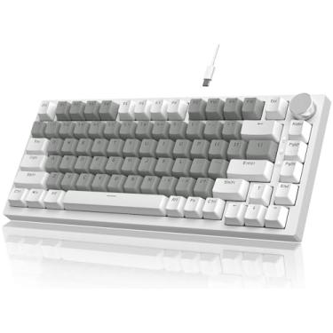 Imagem de Attack Shark Ajazz AK820 75% Teclado mecânico para jogos com botão Hot Swappable Custom Junta Montado Teclado USB-C com Fio Branco LED Linear HP Vermelho Switch para PC/Win/Mac