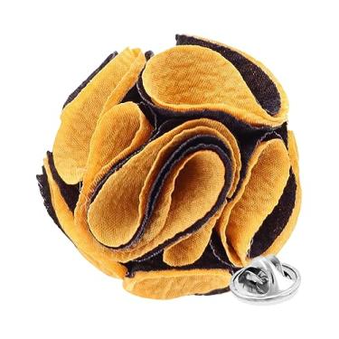 Imagem de Vittorio Vico Broche de lapela de flor seersucker formal em dois tons masculino - broche, flor na lapela para homens, 2.5" (6.36CM), Poliéster, Não aplicável